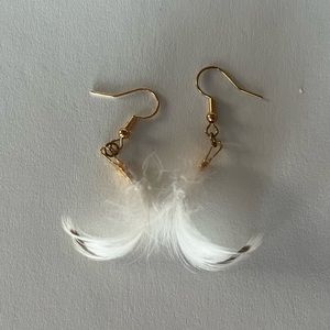 Boho feather earrings - duck feathers - gold plated brass - handcrafted